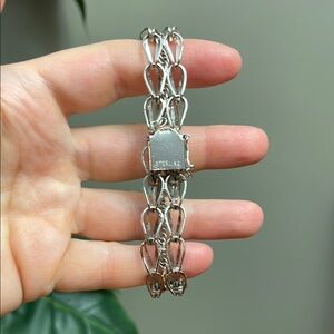 Vintage 1990s Sterling Silver Chainlink Bracelet with Intricate Design